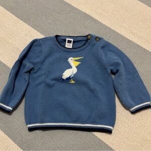 Janie and Jack Blue Baby Sweater with Pelican Motif 6-12M